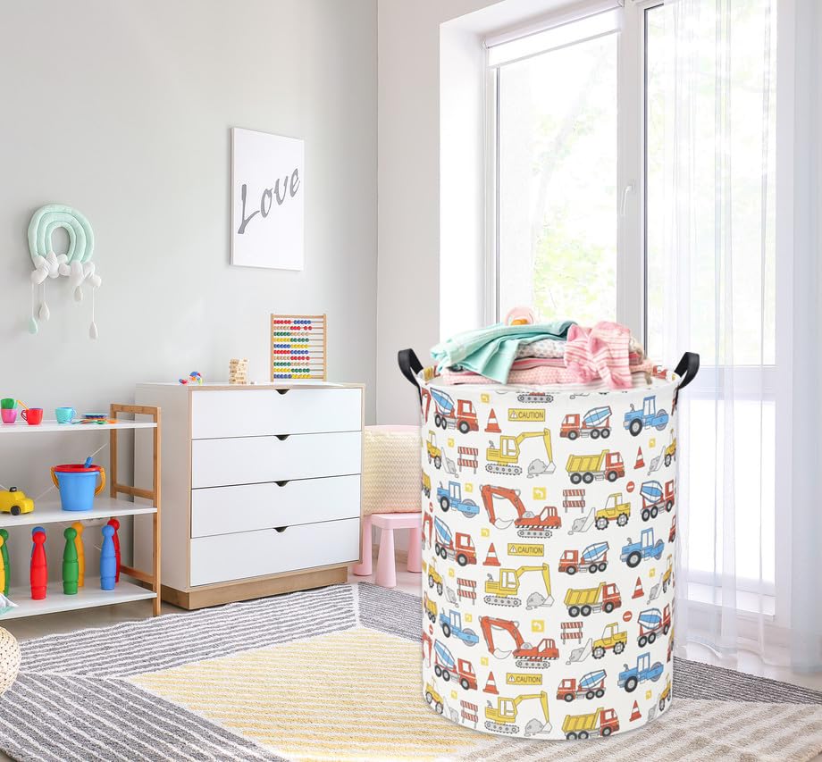 Kids Laundry Basket Baby Hamper for Nursery Boy Kids Hamper Cute Kids Toys Storage Bin Organizer Engineering Vehicle Room Decor for Home(Engineering Vehicle) - color: Engineering Vehicle