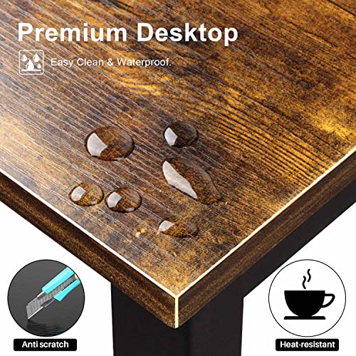 Aquzee Computer Desk with Hutch Bookshelves, 55 Inch Home Office Writing Desk with Space Saving Design, Gaming Table Organized Desk with Storage Shelves Bookshelf Easy Assemble, Rustic Brown - color: Brown, size: 55inch