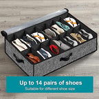 Under Bed Shoe Storage Organizer for Closet 2 Pack- Fits 32 Pairs Underbed Shoes Container Boxes Black - color: Black-32pairs, style: Regular Handle