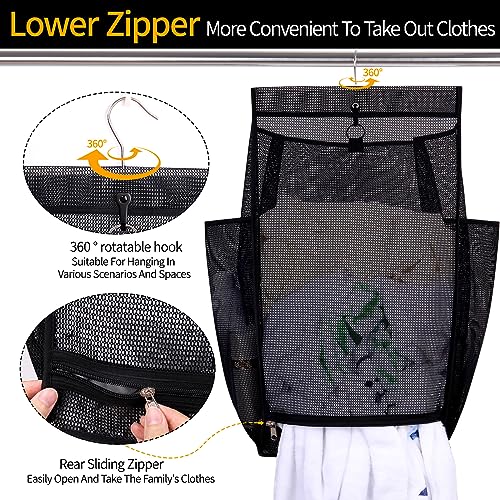 Hanging Collapsible Breathable Mesh Laundry Hamper,Fast Drying Portable Space Saving Storage Bag,Rv Laundry Hamper,Applied to College Dorm Rooms, Gym, Swimming and RV Travel (Black) - color: Black