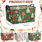 4 Pack Christmas Storage Bin Collapsible Large Christmas Storage Baskets for Gifts Xmas Tree Canvas Laundry Basket Foldable Box with Handle for Office Home Bedroom Clothes Toys Holiday Decor - style: Retro