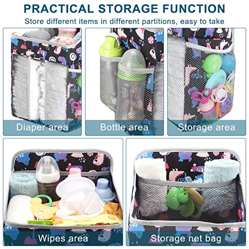 Accmor Hanging Baby Diaper Caddy Organizer, Diaper Stacker, Baby Crib Hanging Classified Storage Bag Organizer for Changing Table, Crib, Playard or Wall & Nursery Organization, Black - style: Style A-Black