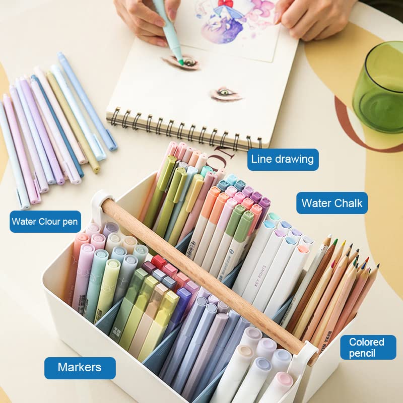 Vidifor 3 pcs Large Portable Caddy with Handle, Art Supplies, DIY Divided Basket for Crafts Colored Pencils Pen Holds Brushes (Blue Dividers) - color: Blue Dividers