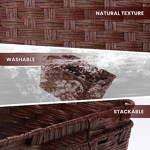 Onlytak Wicker Storage Baskets, Baskets for Shelves, Toilet Paper, Woven Storage Baskets for Organizing, Brown, 12" x 12" x 6", 2-Pack - color: Brown, size: 12" x 12" x 6"