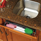 Rev-A-Shelf 16" Slim Tip-Out Sink Tray for Kitchen and Bathroom Base Cabinets, Large Pull Out Stainless Steel Storage Organizer, Silver, 6541-16-52 - size: 16" x 1.7" x 3"