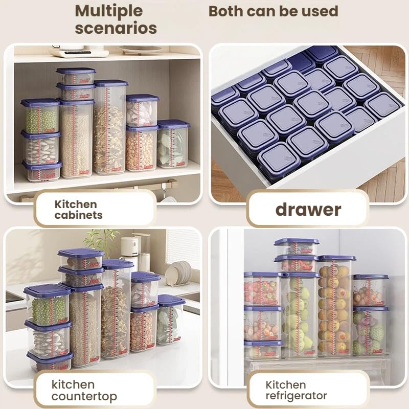 Airtight Food Storage Container With Lids 9PCS Family Set, BPA-Free Food-grade Plastic Stackable Leak-proof Kitchen Pantry Organizers for Pasta, Nuts, Dry Goods, Snack,Modular Design (Purple) - color: Purple