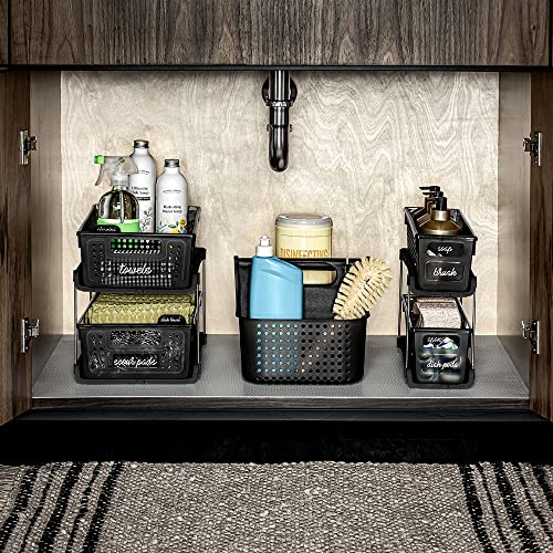 madesmart Antimicrobial 2-Tier Organizer Multi-Purpose Slide-Out Storage with Handles and Dividers for Home and Bath, Pack of 1, Carbon - color: Premium Carbon