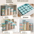 Airtight Food Storage Container With Lids 9PCS Family Set, BPA-Free Food-grade Plastic Stackable Leak-proof Kitchen Pantry Organizers for Pasta, Nuts, Dry Goods, Snack,Modular Design (Blue) - color: Blue
