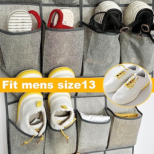 homyfort 2 Pack Over the Door Shoe Organizer, Hanging Shoe Rack Storage Holder with 48 Large Pockets for Closet Door (Grey) - color: Linen-like Grey, size: 2 Pack 24 Pockets
