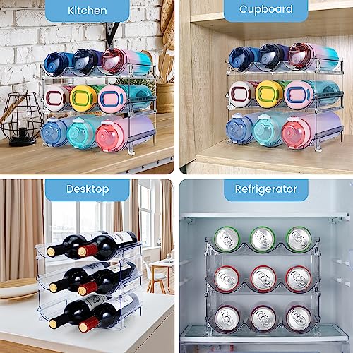 spospo Water Bottle Organizer for Cabinet, 3 Pack Water Bottle Organization and Storage Shelf, Plastic Water Bottle Holder Rack for Fridge, Kitchen, Desktop - size: 3 Pack