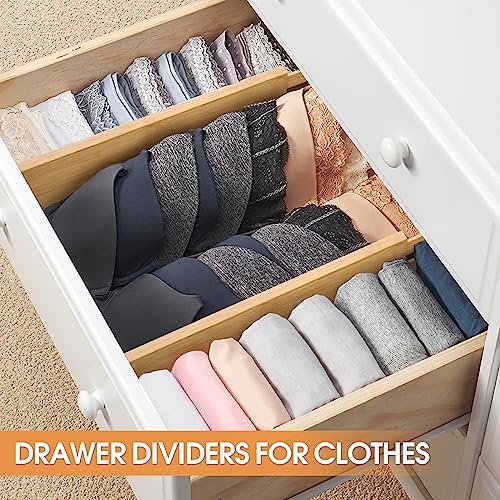Bamboo Drawer Dividers Organizers, Kitchen Drawer Organizer, Adjustable Drawer Divider for Clothes, Kitchen, Dresser, Bedroom, Bathroom and Office, 4-Pack (Natural, 12-17 IN) - color: Bamboo, size: 12-17 IN