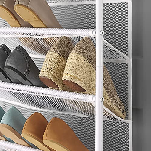 Whitmor 36 Pair Over The Door Shoe Organizer, 12 Tier Hanging Shoe Organizer, Heavy Duty Metal & Mesh Shoe Holder, Hanging Shoe Rack for Closet Organizer & Storage, 69"L x 21.7"W x 7.5"H, White - color: White, size: Shoe Rack