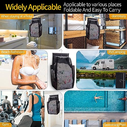 Hanging Collapsible Breathable Mesh Laundry Hamper,Fast Drying Portable Space Saving Storage Bag,Rv Laundry Hamper,Applied to College Dorm Rooms, Gym, Swimming and RV Travel (Black) - color: Black