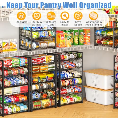 X-cosrack 2 Packs 3 Tier Sturdy Stackable Can Organizer for Pantry, Adjustable Pantry Organizer and Storage for Canned Food Can Goods, Kitchen Can Dispenser Storage Holder for Soda Drinks Snacks - size: 2 Packs 6 Tier