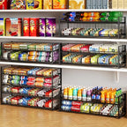 2-Tier Stackable Can Organizer for Pantry, Adjustable Extra-Long Can Rack for Pantry Shelf Organizer and Storage, Sturdy Standing Can Holder for Canned Soup Food Goods Storage up to 64 Cans, Black - style: Length（29.72''）-1 Pack
