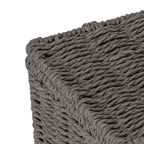 Household Essentials Small Handwoven Paper Rope Wicker Basket with Lid, Grey - color: Grey, size: Small (Pack of 1)