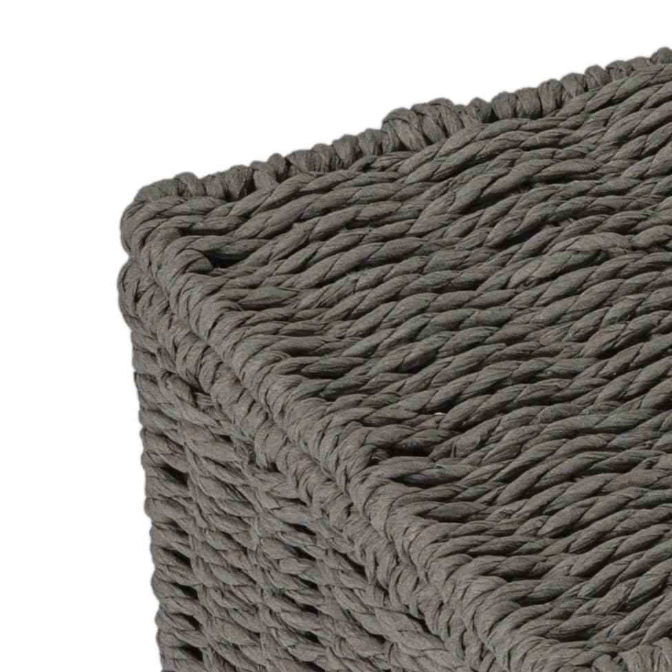 Household Essentials Small Handwoven Paper Rope Wicker Basket with Lid, Grey - color: Grey, size: Small (Pack of 1)