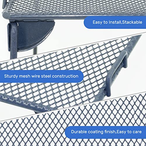 Neudeco Shelf Organizer - Stackable Cabinet Shelves - 2 Pack for Kitchen, Closet, Bathroom, Gray
