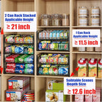 JKsmart 2-Tier Stackable Rack Organizer for Pantry, Adjustable Dispenser Holds Up to 120 Cans, Storage Holder for Various Ounces of Canned Drinks, Black, 4 Pack - size: 2-Tier - 4 Pack