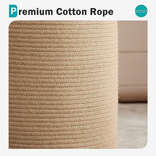 YOUDENOVA Cotton Laundry Hamper, 58L - Woven Collapsible Storage Basket - Jute Brown - color: Jute Brown, size: 58L