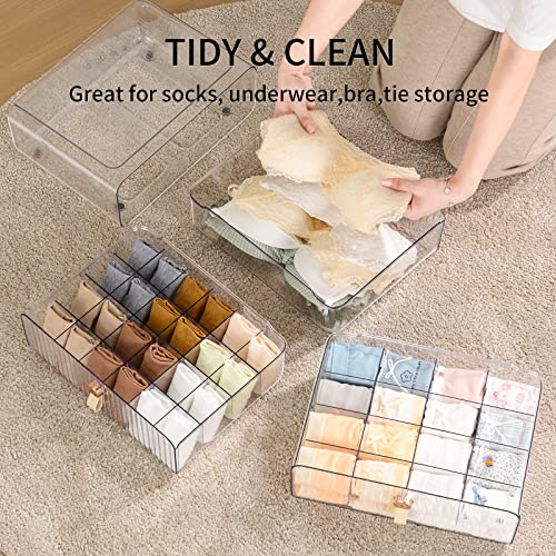 Underwear Drawer Organizer, Stackable Bra Organizer for Closet, 1 Cell Bra Storage, Sock and Underwear Organizer, Closet Organizers and Storage Drawer for Bra, Socks, Tie, Belt, Scarf - color: Clear-1 Cell-1 Pack