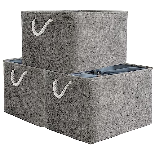 TheWarmHome Storage Baskets for Organizing, Sturdy Fabric Storage Basket , Foldable Storage Baskets for Shelves Closet Nursery Toy (Grey 3 Pack 20.5×15.7×13.8inch) - color: Grey, size: 3PCS/Extra Jumbo - 20.5Lx15.7Wx13.8H