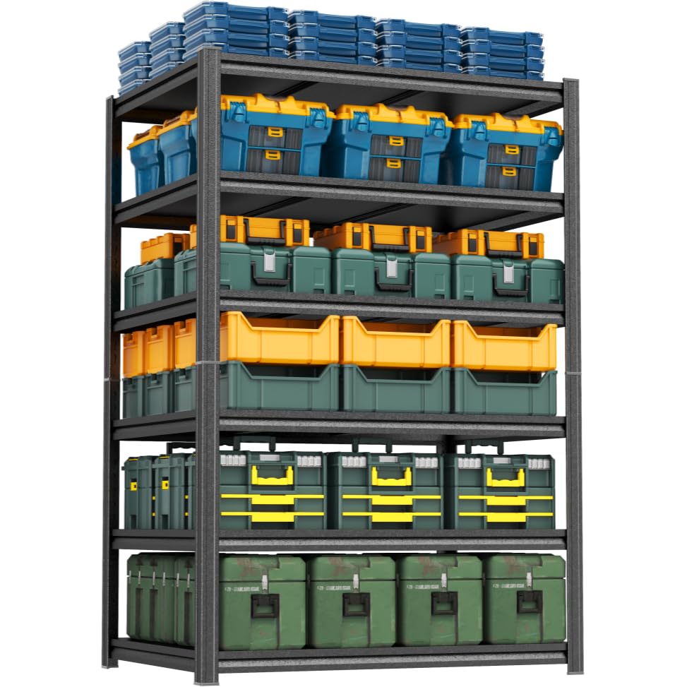 Heavy Duty Garage Shelving, 6-Tier Metal Storage Shelves, 3600LBS, 82" H Adjustable Industrial Rack, Steel Utility Shelf Unit for Warehouse, Garage, Basement, Kitchen, 40" W x 18" D x 82" H - size: 40"W x 18"D x 82"H