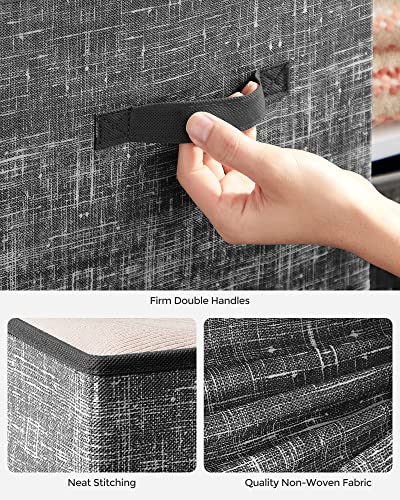 SONGMICS Storage Cubes, 11.8-Inch Non-Woven Fabric Bins with Double Handles, Set of 6, Closet Organizers for Shelves, Foldable, for Clothes, Classic Black UROB030B01 - color: Classic Black, size: 11.8"L x 11.8"W x 11.8"H