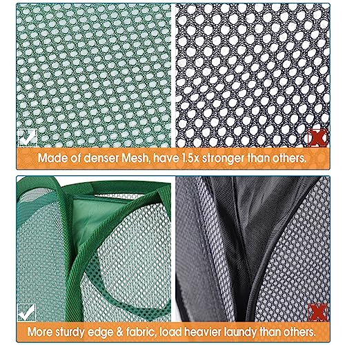 Durable Collapsible Laundry Baskets, Tear-resistant Pop Up Hamper for Laundry, Foldable Clothes Hamper with Reinforced Carry Handles Handy Pocket for Laundry Room, Bathroom, Dorm or Travel Emerald - color: Emerald, size: Pop Vertical
