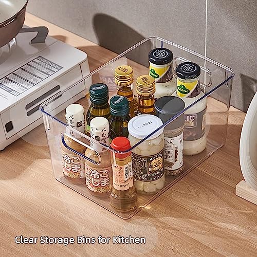 Set of 8 pantry organizers and storage, Clear Plastic Storage Bins for Kitchen Organization, Freezer Storage, Home Edit Containers (8Large) - size: 8Large