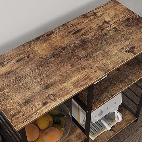 soges Kitchen Standing Baker's Rack, Utility Microwave Oven Stand, Multi-Layers Kitchen Storage Cart Workstation Shelf, Coffee Cart, Rustic Brown - color: Rustic Brown