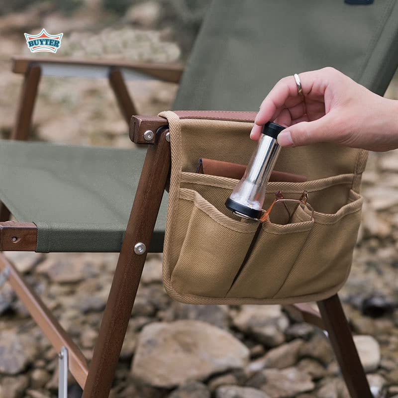 Buyter Armrest Pouch, Chair Side Pocket Organizer, Beach Chairs Side Storage Bags, Including 1 Large Pocket, 3 Small Pockets, For Recliner Couch Sofa (Khaki) - color: Khaki