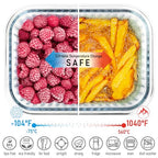 Set of 4 Stackable Space-Saving Nesting Glass Bowls with Airtight Acacia Lids for Lunch, Meal & Food Prep - Microwave & Oven-ready BPA Free Durable Heat Resistant Inert Borosilicate Glass - color: 4 Containers with Acacia Lids (Ribbed)