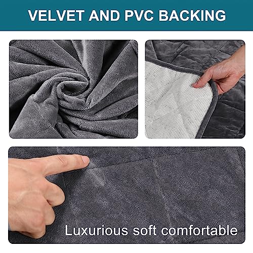 Non-Slip Sofa Armrest Protector,Thick Velvet Armrest Covers for Chairs and Sofas Couch with Side Pocket,Armrest Storage Organizer,Washable Arm Covers for Dogs，Set of 2 (Grey) - color: Grey