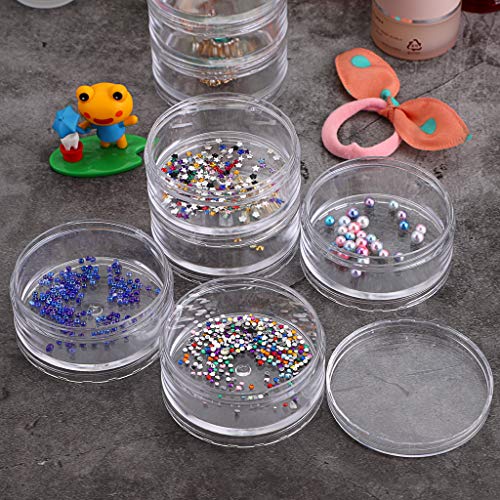 Hipiwe 2 Packs 5 Slot Clear Plastic Round Storage Jars - Art Craft Accessory Organizer Box Jewelry Beads Sewing Pills Container Holder for Storage Small Items, Hardware - size: 2Packs 2.68"D x 5.31"H