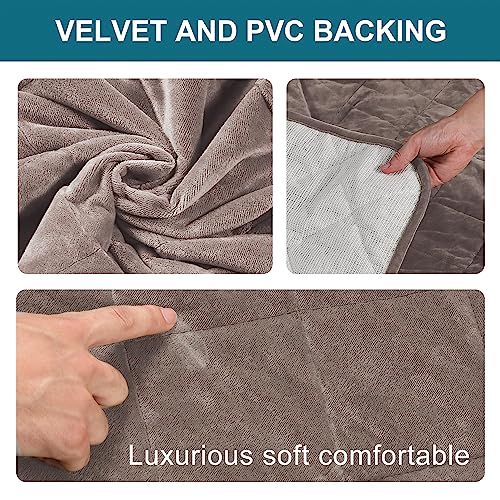 Non-Slip Sofa Armrest Protector,Thick Velvet Armrest Covers for Chairs and Sofas Couch with Side Pocket,Armrest Storage Organizer,Washable Arm Covers for Dogs，Set of 2 (Taupe) - color: Taupe