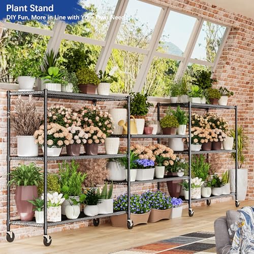 Heavy Duty Shelving, 76.2" H Garage Shelving Unit with Wheels, 4-Tier Garage Storage Shelves Metal Shelves Rack, Adjustable Industrial Shelving for Warehouse Storage, 60" W x 24" D x 76.2" H, Black - color: Black, size: 24D x 60W x 76.2H(4Tier-with-Wheel)