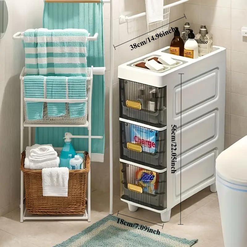 LDQ Slim Storage Cabinet with Drawers - Durable Waterproof PP Organizer for Bathroom/Kitchen/Health - Small Spaces, Snacks, Display & Retail-3Layers - size: 3layers