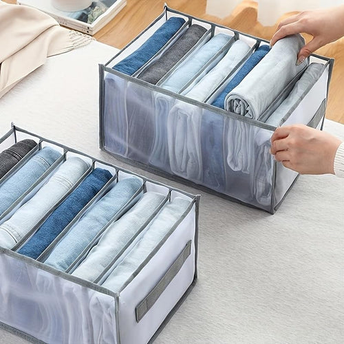 1pc Wardrobe Clothes Organizer with Handle 7 Grids Drawer Organizer Clothes for Jeans T-Shirts Washable Clothes Storage Organizer for Folded Clothes, used for in car storage