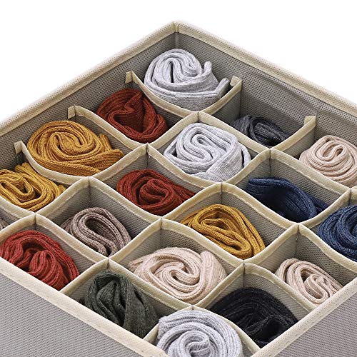 DIOMMELL Set of 4 Foldable Cloth Storage Box Closet Dresser Drawer Organizer Fabric Baskets Bins Containers Divider for Clothes Underwear Bras Socks Lingerie Clothing, Grey 22-0000 - color: Light Grey