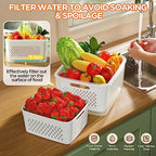 6 PCS Fruit Storage Containers for Fridge with Removable Colanders, 6 Plastic Food Storage Containers with 6 Lids, Leakproof Produce Containers Keep Fruits, Vegetables, Berry, Meat Fresh Longer - color: 6P white