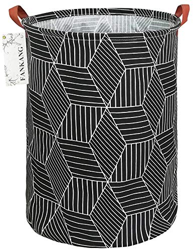FANKANG Storage Basket, Nursery Hamper Canvas Laundry Basket Foldable with Waterproof PE Coating Large Storage Baskets for Kids Boys and Girls, Office, Bedroom, Clothes,Toys（Black Magic cube） - color: Black Magic cube