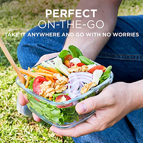 Razab 35 Pc Set Glass Food Storage Containers with Lids - Meal Prep Airtight Bento Boxes BPA-Free 100% Leak Proof (15 lids,15 glass & 5 Plastic Sauce/Dip Containers) - color: Blue