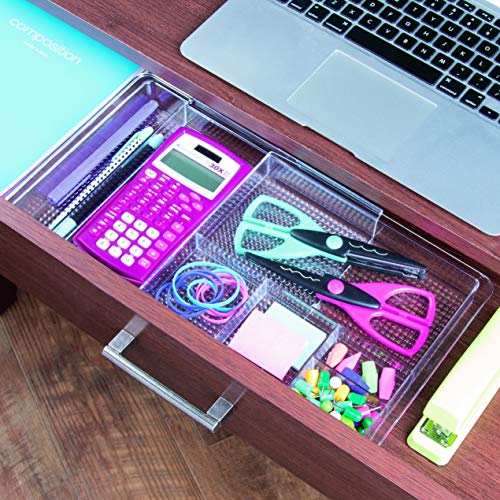 iDesign Expandable Vanity Drawer Organizer, The Clarity Collection – 11.25” to 18.5”, Clear (Pack of 6) - color: Clear, size: Extends up to 18.5 Inches (Pack of 6)