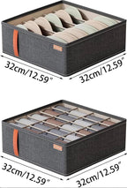 3pack Wardrobe Clothes Organizer，Foldable Underwear Storage Box Fabric Storage Bin with Divider for Socks Bra Clothes Underwear Organizer Drawer Multifunctional Household Box (Dark gray)