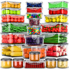 RockBerry 50 Pcs Large Food Storage Containers with Lids Airtight-85 OZ to small Containers-Total 526OZ Stackable Kitchen Set -BPA Free Leak proof containers- Freezer Microwave safe - color: 50Pcs
