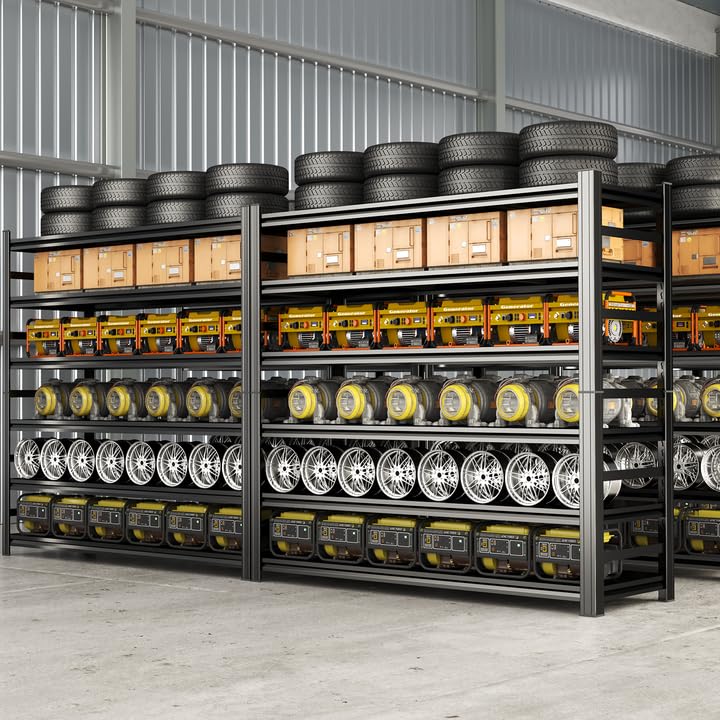 Garage Shelving Heavy Duty, 5-Tier Metal Storage Shelves, 3000LBS, 73" H Adjustable Industrial Shelves Unit, Utility Organizer Shelf for Garage, Kitchen, Warehouse, Basement, 48"W x 24"D x 73"H - size: 48"W x 24"D x 73"H