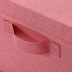 HOONEX Linen Foldable Storage Bins with Lids, 2 Pack, Storage Boxes with Carrying Handles and Sturdy Heavy Cardboard, 16.5" L x 11.8" W x 7.5" H for Shoes, Books, Clothes, Nursery, Pink - color: Pink