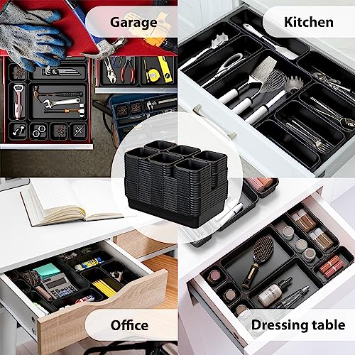 Simple Houseware Interlocking Desk Drawer Bins Organizer, 42 Packs, Black - size: Pack of 42