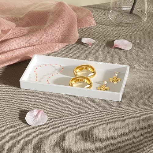 Vanity and Bathroom Tray, 7.7" ABS Countertop Organizer,Waterproof Vanity Tray for Toilet Tank,Perfume,Soap,Keys,Bathroom Accessories,Kitchen and Bath Trays,Non Slip Small Trays,White - color: White, size: 7.7" x 4" x 0.7"
